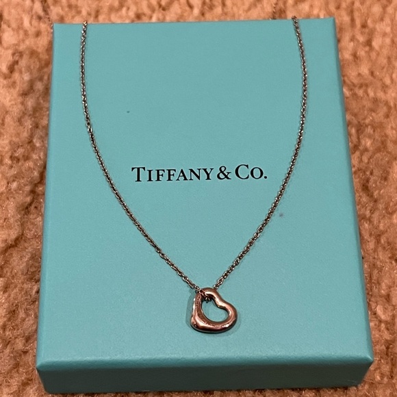 x2  TIFFANY & CO. Sterling Silver Elsa Peretti Open Heart Pendant, 11mm - Picture 1 of 5